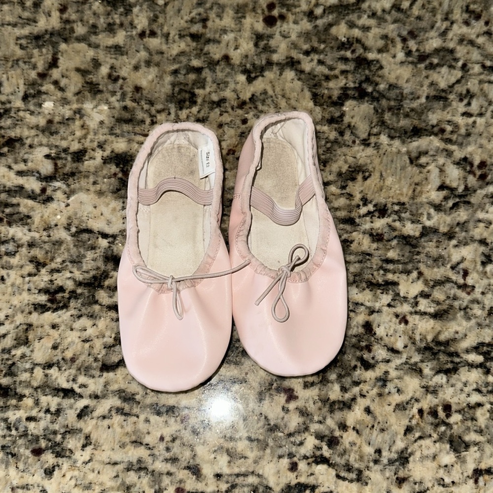 Pink Ballet Slippers Shoes Leather Soles Size 12